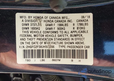 2018 Honda Civic Lx from USA, damaged, VIN 2HGFC2F5XJH590366